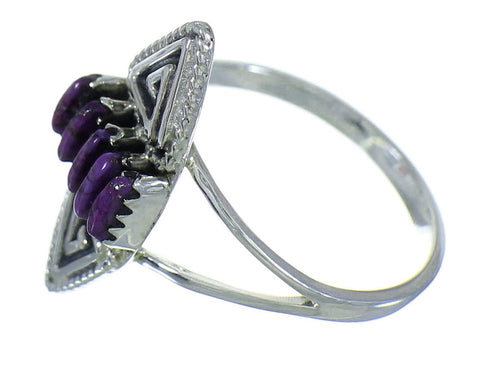 Magenta Turquoise Needlepoint And Silver Water Wave Southwestern Ring Size 5-1/2 YX67077